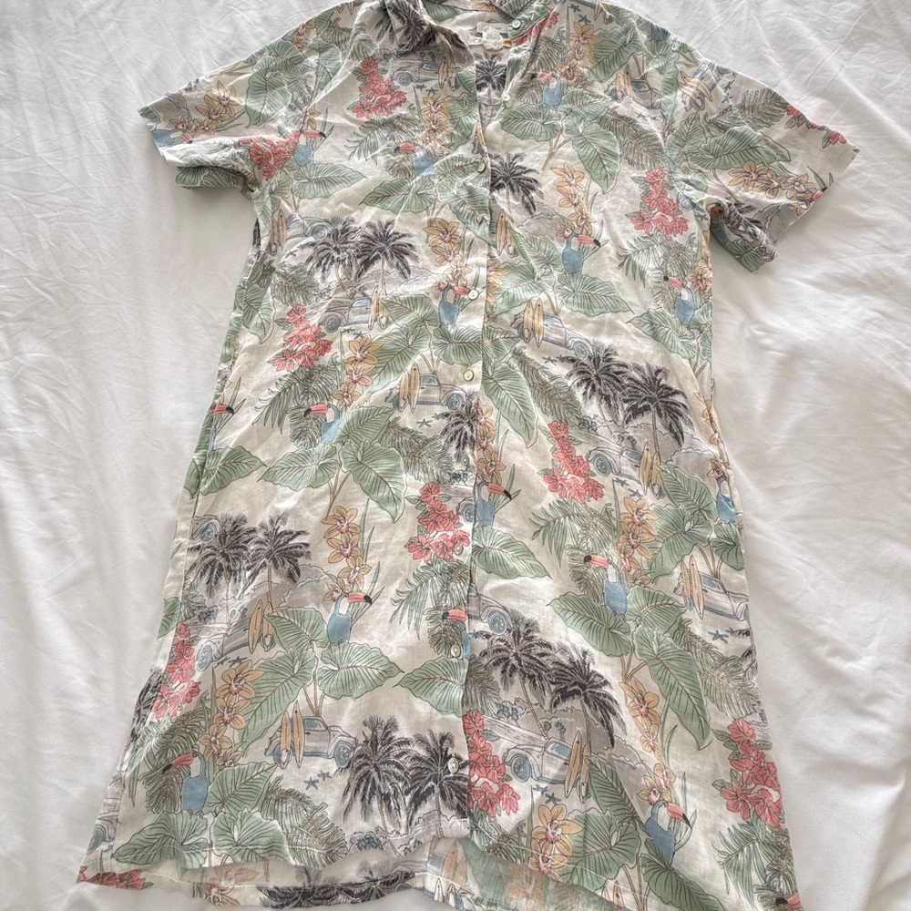 Hawaiian Shirt Dress 100% Linen